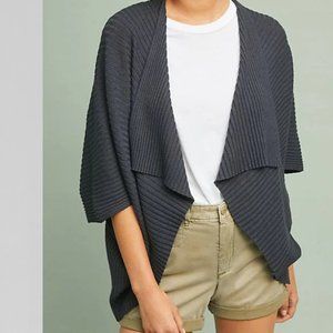 Anthropologie Pure + Good Amanda Ribbed Open Front Kimono Cardigan Black OS